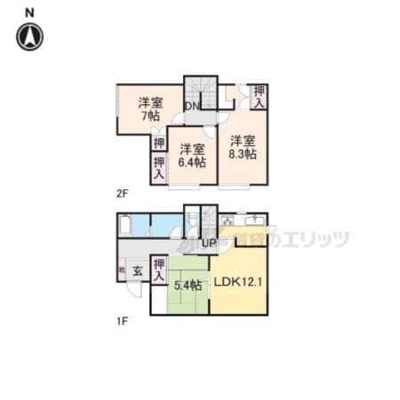 近鉄京都線 高の原駅 徒歩30分 2階建 築36年