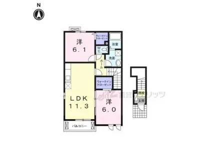 メゾン・城ノ下B(2LDK/2階)の間取り写真
