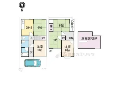 近鉄橿原線 平端駅 徒歩13分 2階建 築39年(5DK)の間取り写真