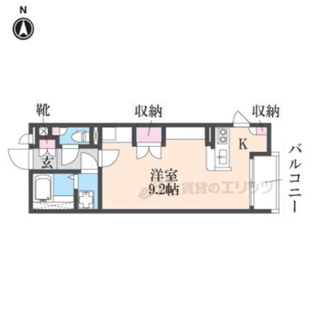 レオネクストウッド(1K/1階)の間取り写真