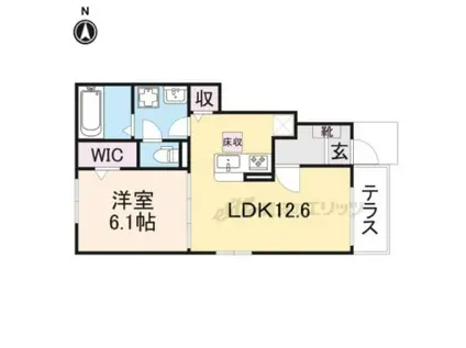 エヴァ グリーン ヴィラ(1LDK/1階)の間取り写真