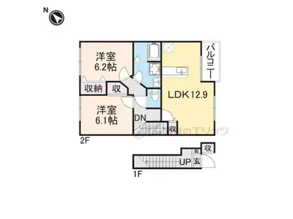 グレイス スクエア A棟(2LDK/2階)の間取り写真