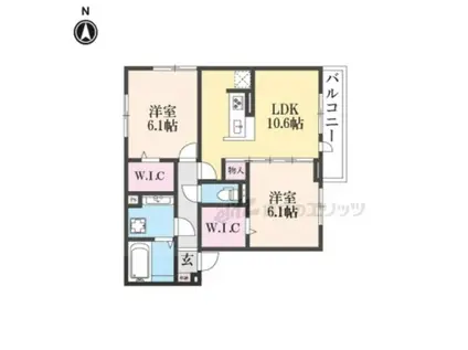 ファミリアーレ城陽(2LDK/2階)の間取り写真