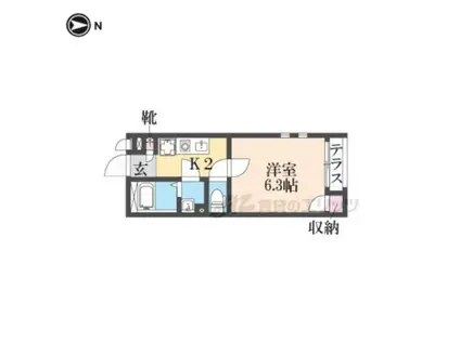 クレイノときの杜(1K/1階)の間取り写真