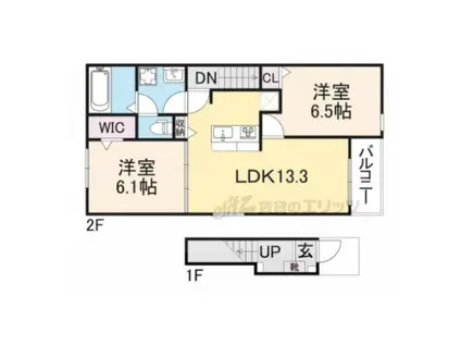 デスパシオ氷上(2LDK/2階)の間取り写真