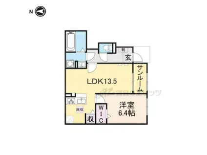 カーサ・リンドペロー(1LDK/1階)の間取り写真