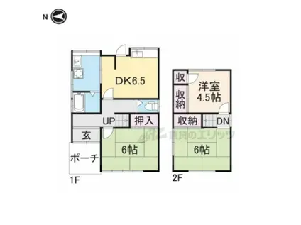 近鉄難波・奈良線 新大宮駅 徒歩15分 2階建 築37年(3DK)の間取り写真