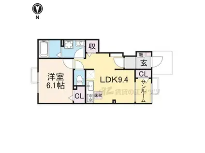 メゾン12朝来(1LDK/1階)の間取り写真