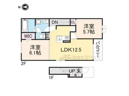 ソレイユカヤノ(2LDK/2階)の間取り写真