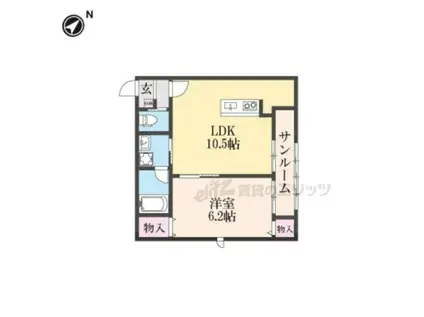 CA彩り(1LDK/1階)の間取り写真