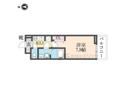 ル・クール(1K/2階)の間取り写真