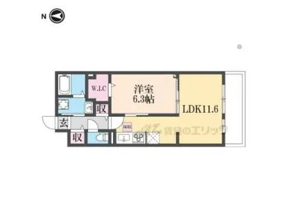 レスパスカルム(1LDK/1階)の間取り写真