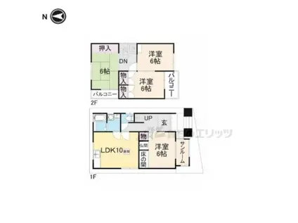 桜井線 柳本駅 徒歩14分 2階建 築41年(4LDK)の間取り写真