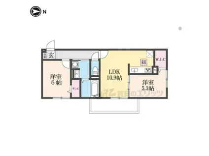 ルーセント伏見稲荷(2LDK/1階)の間取り写真