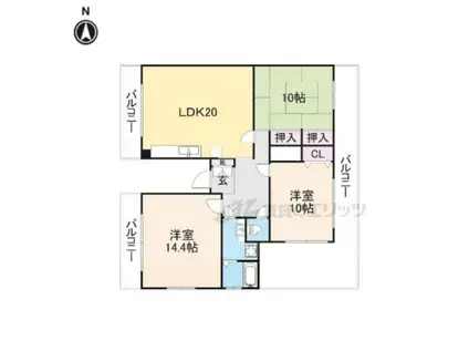 HARAマンション(3LDK/3階)の間取り写真