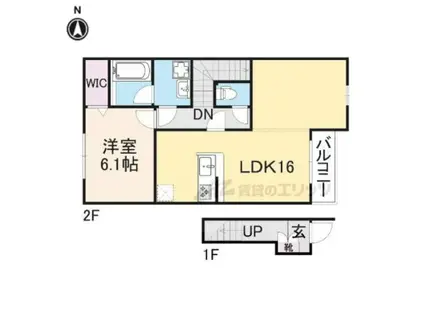 グランドサンパール(1LDK/2階)の間取り写真