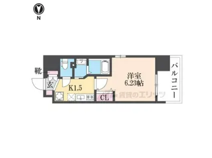 LUXE布施南(1K/4階)の間取り写真