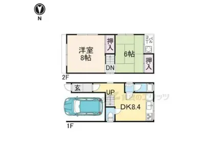 京阪電気鉄道京阪線 樟葉駅 徒歩16分 2階建 築46年(2DK)の間取り写真