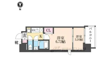 AELL OSAKA イースト(2K/9階)の間取り写真