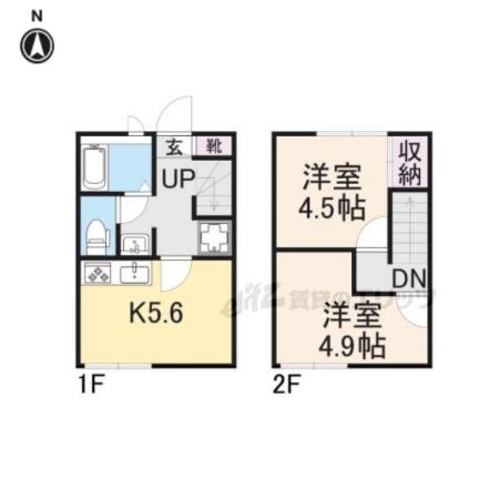 レオパレス枚岡ヒルズ(2DK/1階)の間取り写真
