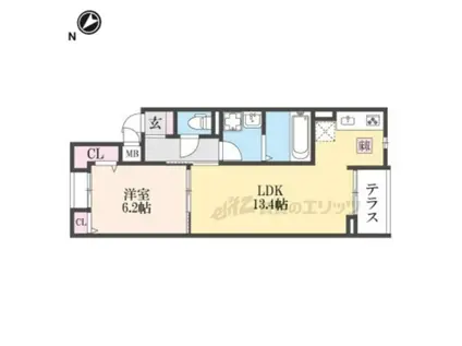 クオーレ (1LDK/1階)の間取り写真