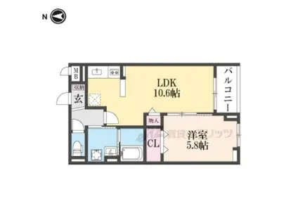 ブライト中野(1LDK/2階)の間取り写真