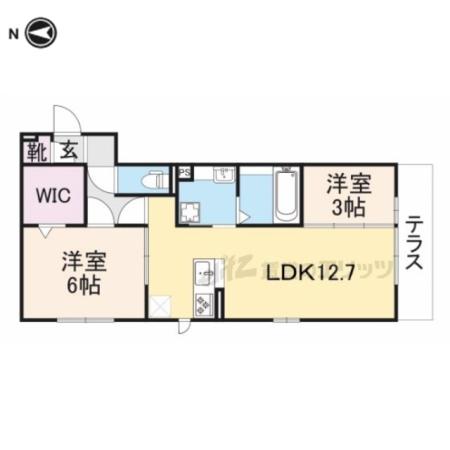 イーストライン(2LDK/1階)の間取り写真