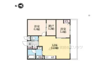インサイトルポ山科新十条(2LDK/2階)の間取り写真