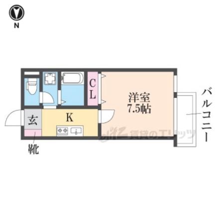 エムフラット衣摺(1K/1階)の間取り写真