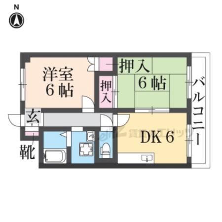 カルム東大阪(2DK/10階)の間取り写真