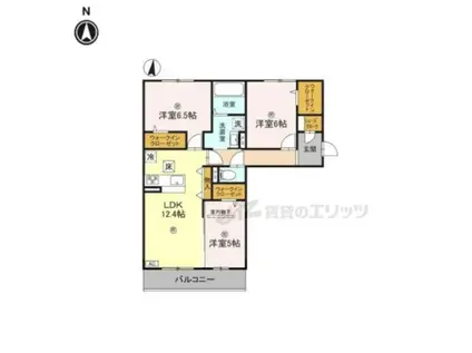 近鉄難波・奈良線 新大宮駅 徒歩18分 3階建 築1年(3LDK/1階)の間取り写真