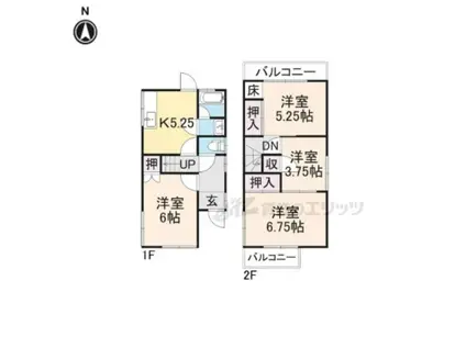 京阪電気鉄道京阪線 石清水八幡宮駅 徒歩38分 2階建 築45年(4DK)の間取り写真
