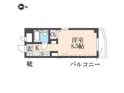 猪名寺パークマンション(1K/6階)の間取り写真