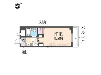 猪名寺パークマンション(1K/8階)の間取り写真