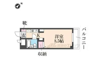 猪名寺パークマンション(1K/3階)の間取り写真