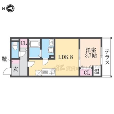 アート小若江(1LDK/1階)の間取り写真