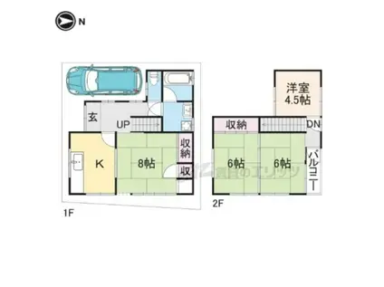 和歌山線 ＪＲ五位堂駅 徒歩14分 2階建 築42年(4K)の間取り写真