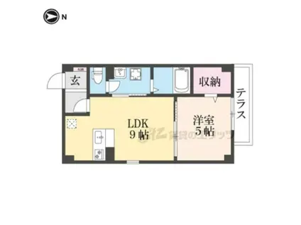フォルモント城陽(1LDK/1階)の間取り写真