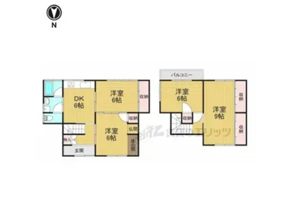 近鉄大阪線 大和朝倉駅 徒歩18分 2階建 築40年(4DK)の間取り写真
