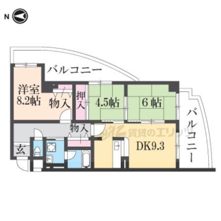 アルデールエスパシオ(2LDK/4階)の間取り写真