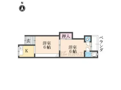 高田土庫アパートA(2DK/2階)の間取り写真