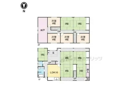 北陸本線 高月駅 徒歩62分 2階建 築40年(9LDK)の間取り写真