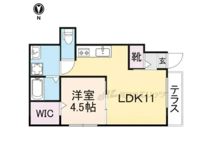 ソレイユビセレクト法蓮町(1LDK/1階)の間取り写真