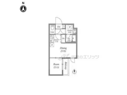 VINA山科ウエスト(1DK/3階)の間取り写真