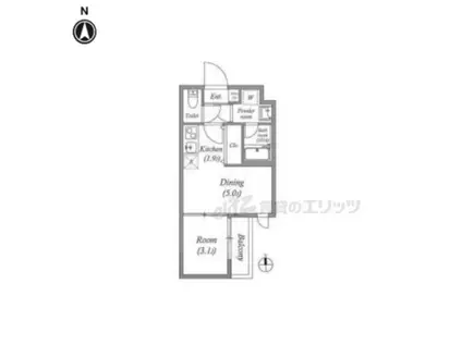 VINA山科ウエスト(1DK/3階)の間取り写真