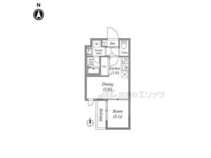 VINA山科ウエスト(1DK/3階)の間取り写真