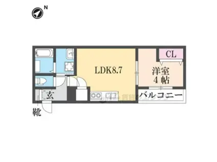 アート東大阪B(1LDK/2階)の間取り写真