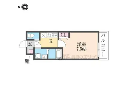 リアコート武庫之荘(1K/1階)の間取り写真