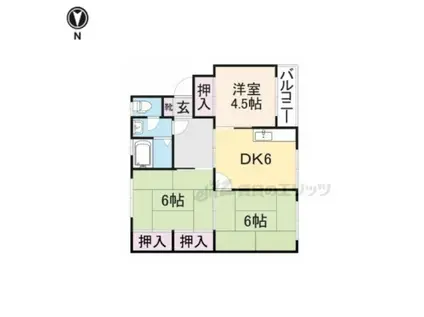 修学院B棟(3DK/2階)の間取り写真