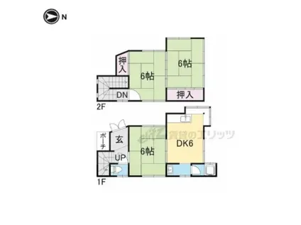 東海道本線 大津駅 徒歩10分 2階建 築45年(3DK)の間取り写真